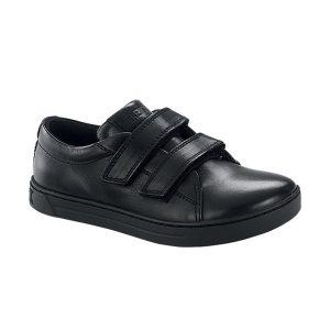 Arran Kids Velcro Black Smooth Leather