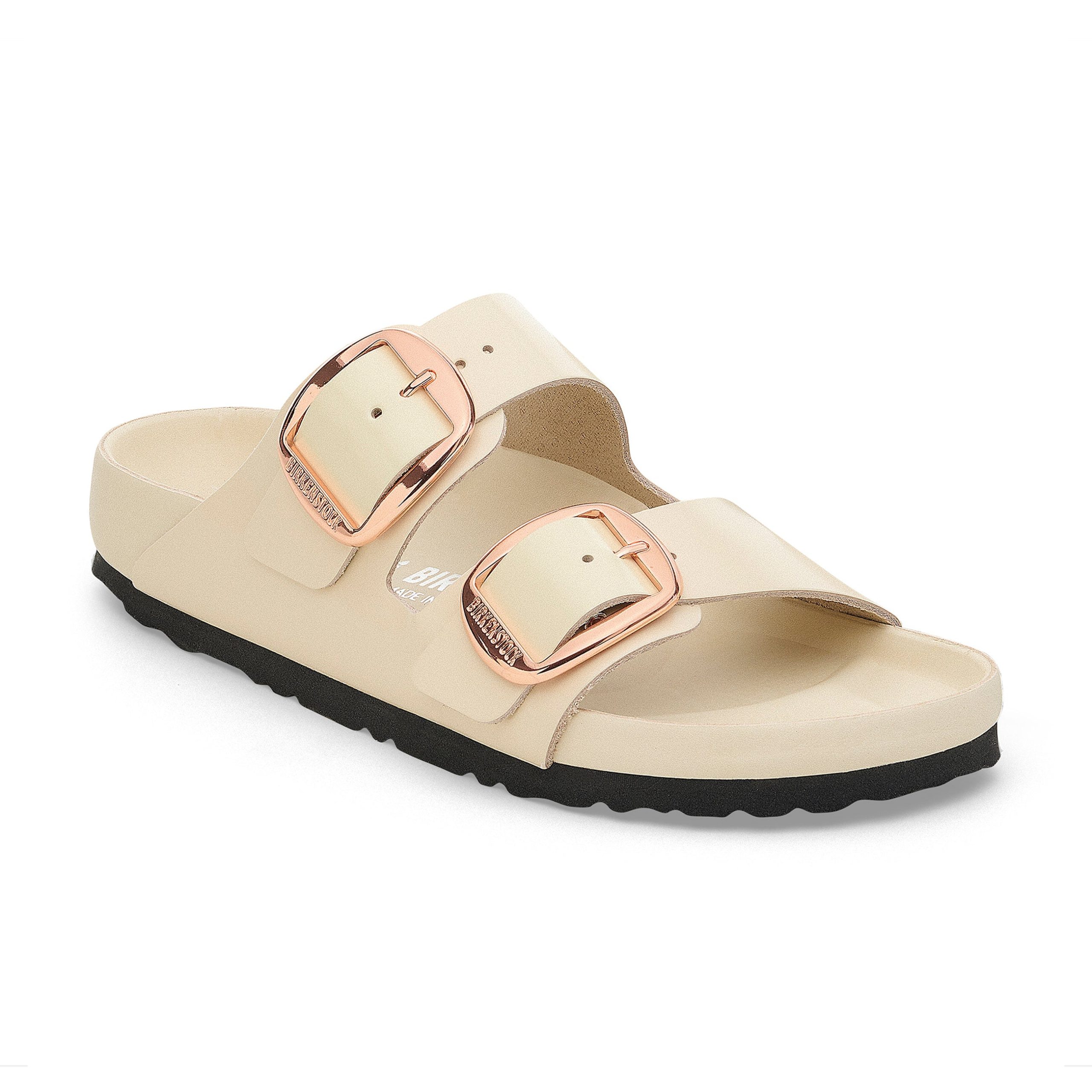 Arizona Big Buckle Exquisite High Shine Ecru Natural Leather Patent