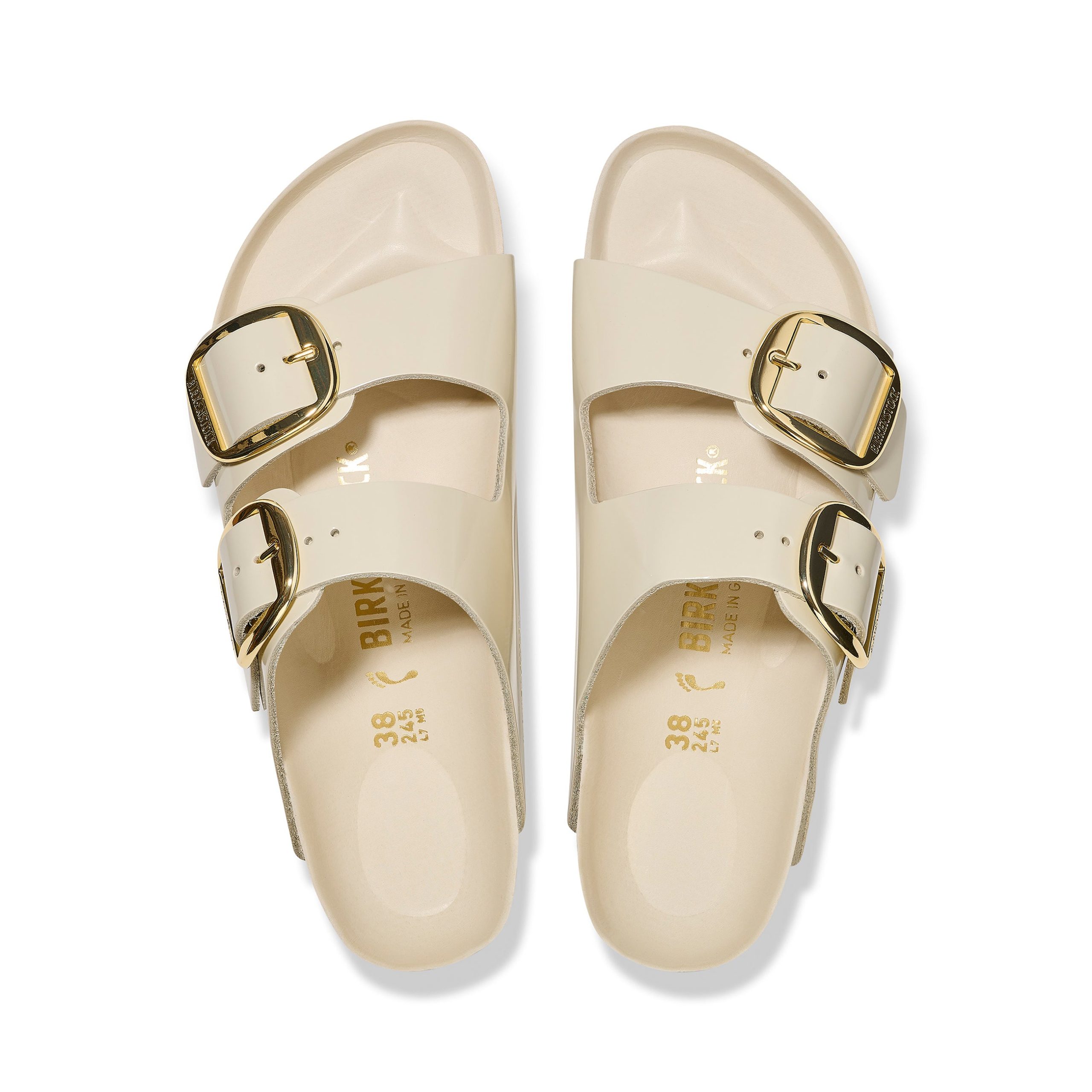 Arizona Big Buckle High Shine Ecru Natural Leather Patent - Image 3