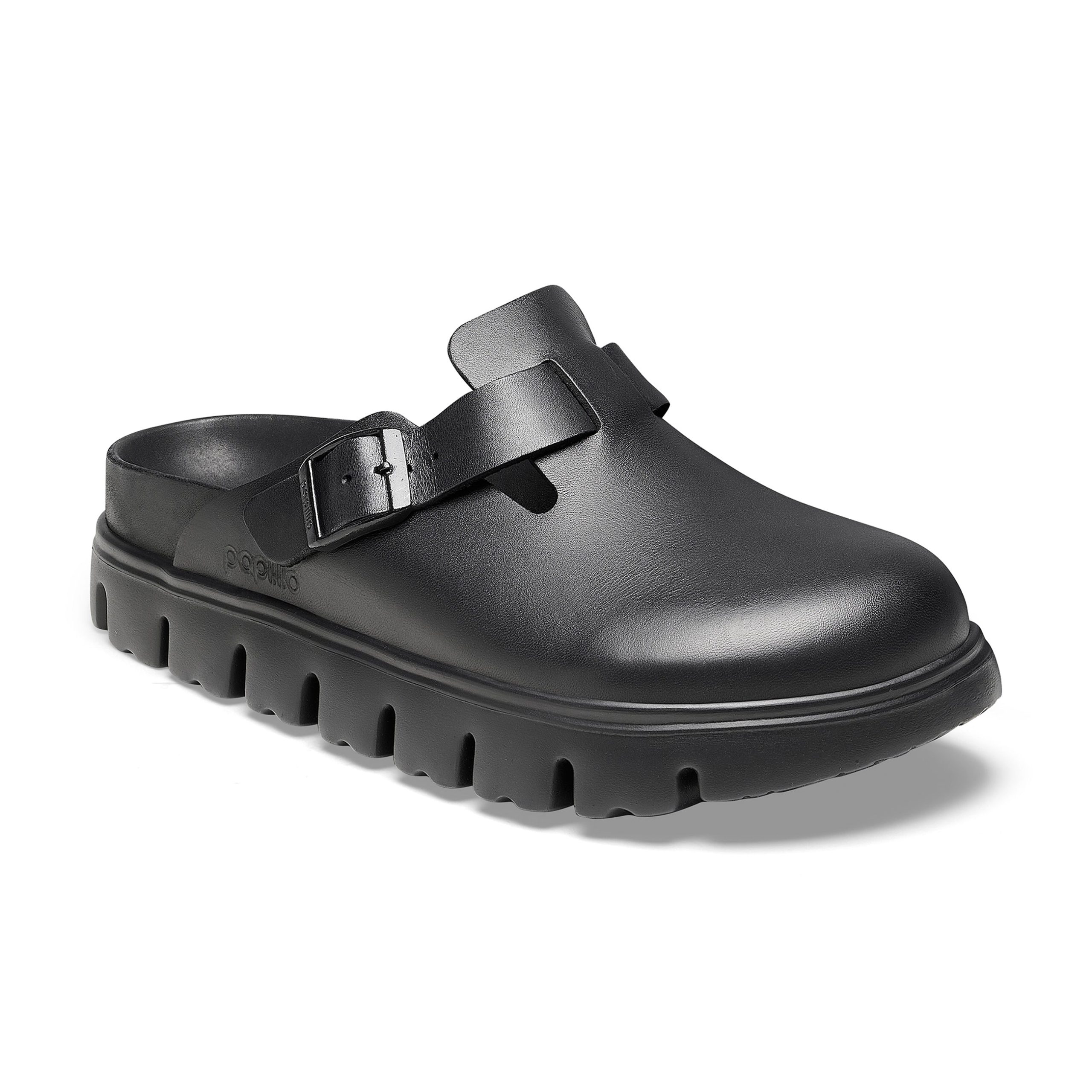 Boston Chunky Exquisite Black Smooth Leather