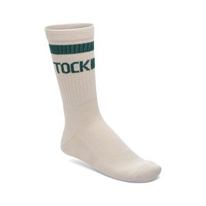 Cotton Crew Stripe Socks Oatmeal/Dark Teal