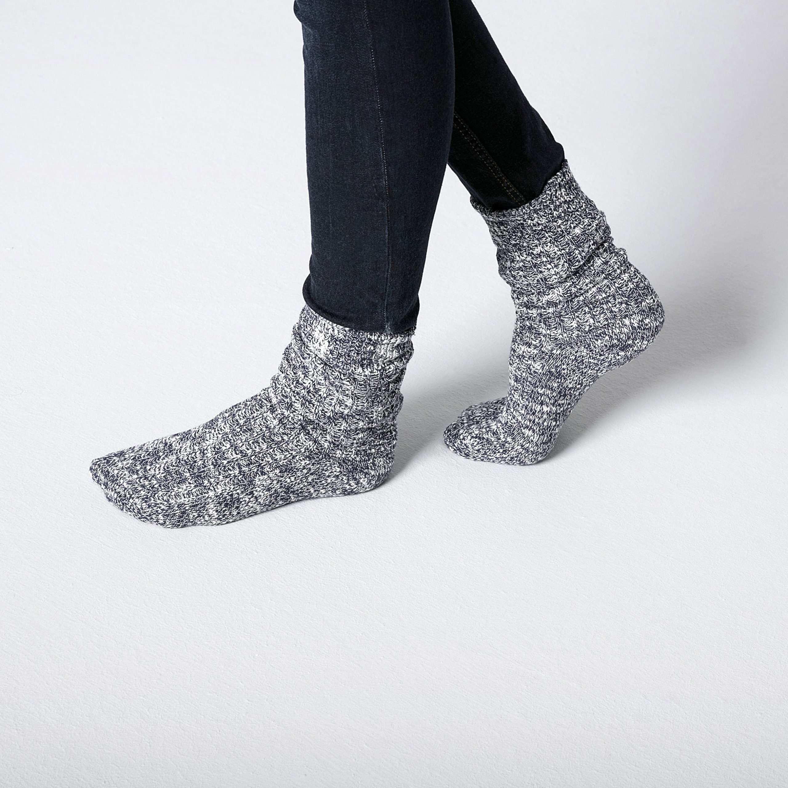 Cotton Slub Socks Blue White - Image 4