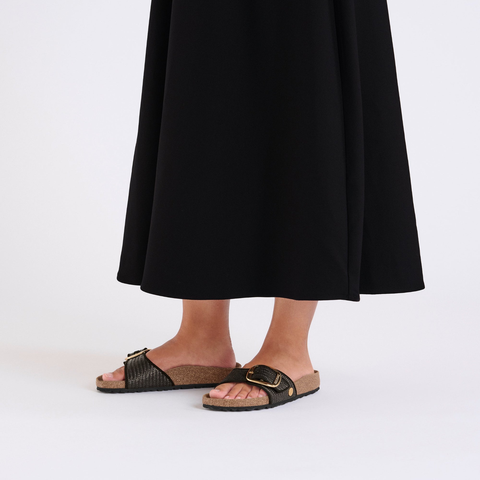 Madrid Big Buckle Raffia Black Textile - Image 4