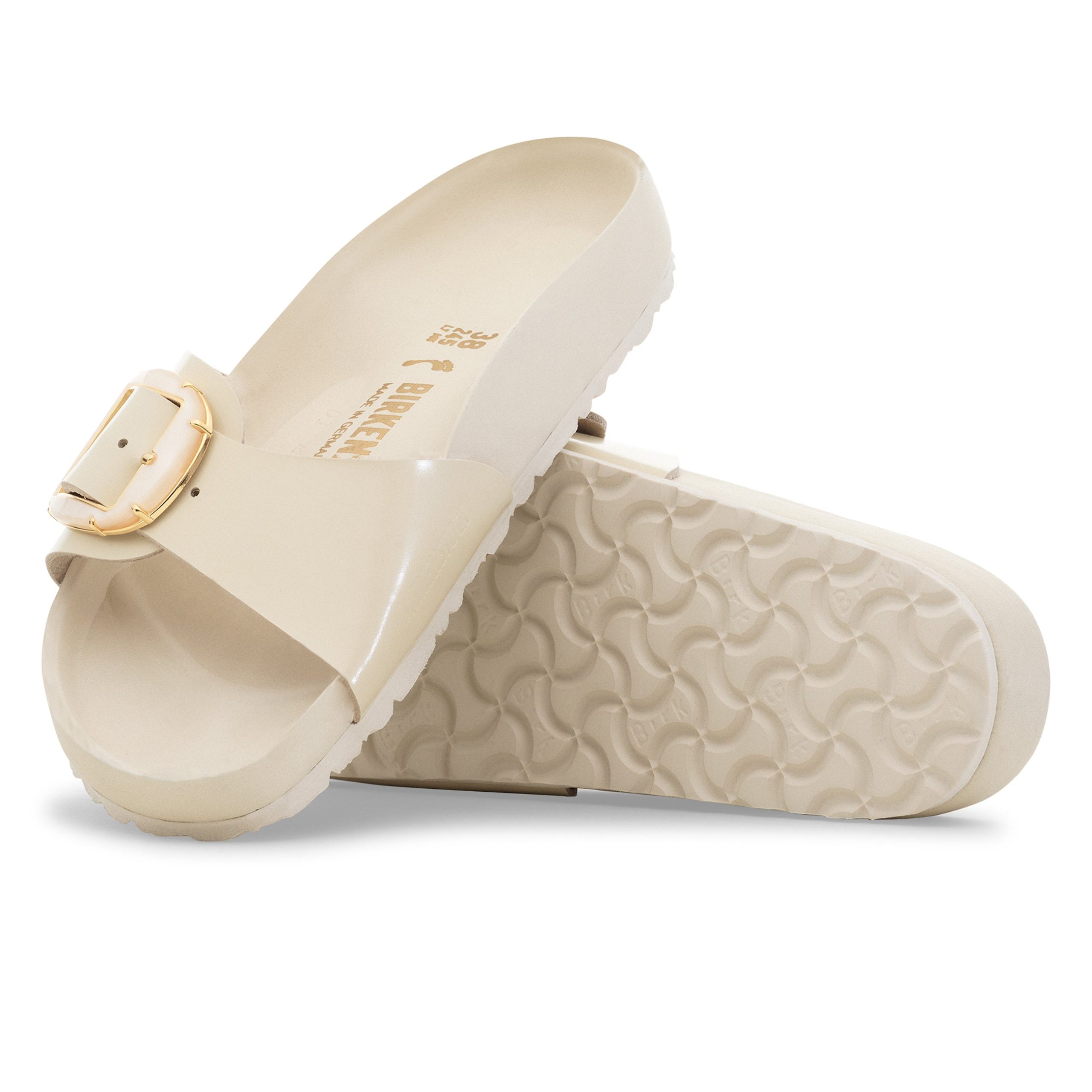 Madrid Pearl Big Buckle High Shine Ecru Natural Leather Patent - Image 4