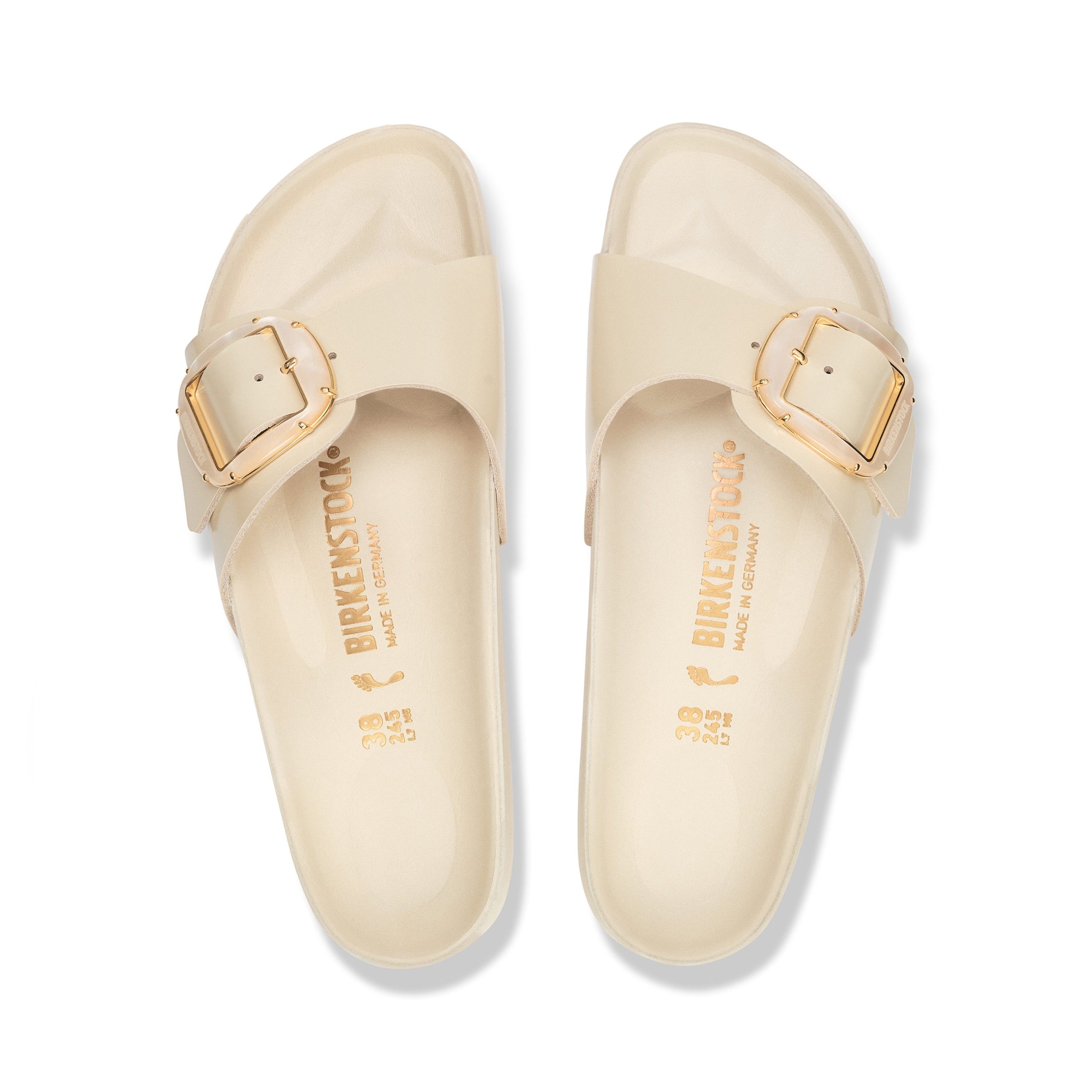 Madrid Pearl Big Buckle High Shine Ecru Natural Leather Patent - Image 3